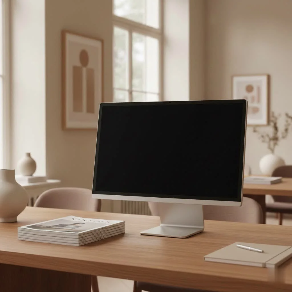 A 19-inch computer monitor displaying a desktop interface.