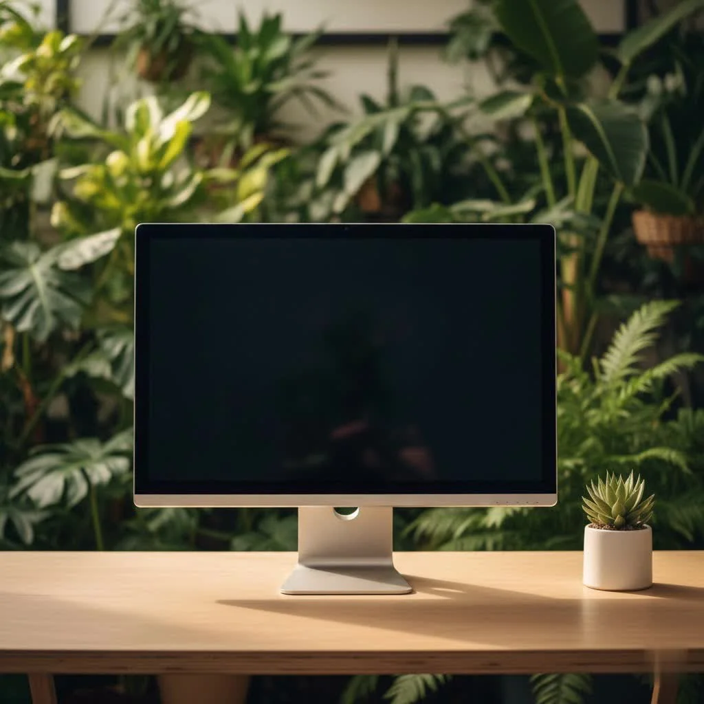 A sleek 24-inch computer monitor displaying vibrant graphics