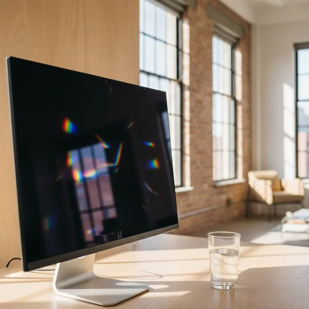 Modern computer monitor displaying vibrant graphics