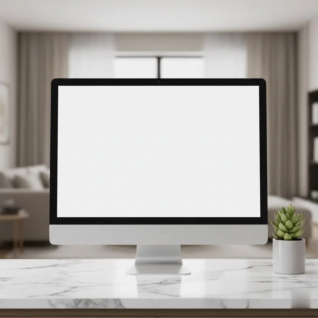 Compact 20 inch computer monitor on a minimalist desk setup
