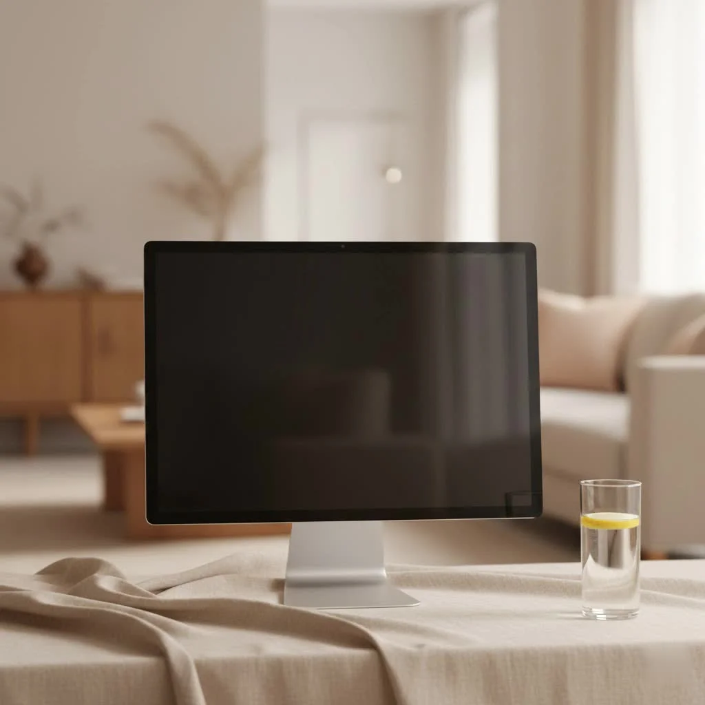 Computer monitor displaying a vibrant digital image