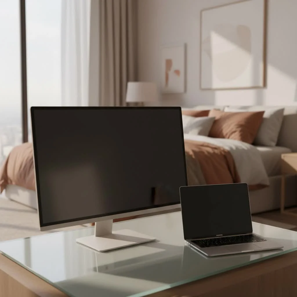 Modern computer display monitor showing vibrant colors